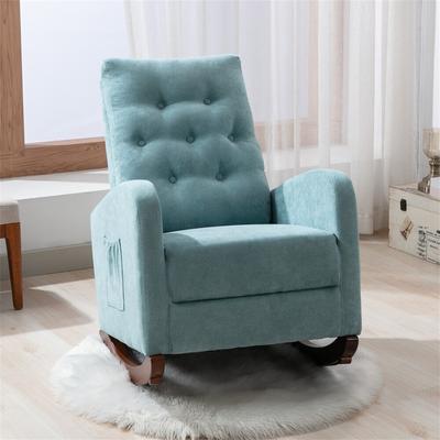 High Back Nursery Rocking Chair, Modern Fabric Padded Seat Armchair