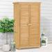 Wooden Garden Shed, 3-Tier Patio Storage Cabinet with Shelves & Water-Proof Roof, Outdoor Organizer, Wooden Lockers w/ Fir Wood