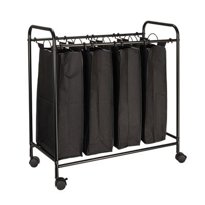 Household Essentials 4 Bag Laundry Sorter Cart with Washable and Removable Bags