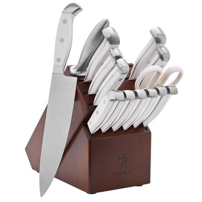 Statement Razor-Sharp 15-Piece White Handle Knife Set with Block, German Engineered Knife Informed by over 100 Years of Mastery