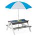 3-in-1 Kids Outdoor Wooden Picnic Table With Umbrella, Convertible Sand & Wate, Gray ASTM & CPSIA CERTIFICATION