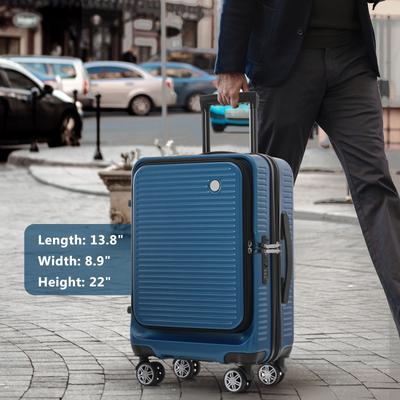 20 Inch Carry On Luggage with Front Pocket and USB Port, Peacock Blue