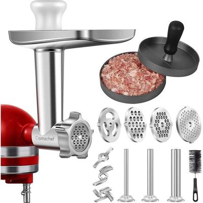Meat Grinder Attachments Included 3 Sausage Stuffer Tubes & A Holder,4 Grinding Plates,2 Grinding Blades