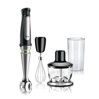 MQ7035X 3-in-1 Immersion Hand, Powerful 500W Stainless Steel Stick Blender Variable Speed + 2-Cup Food Processor, Whisk, Beaker