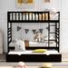 Twin Size Bunk Bed with Trundle, Detachable Bedframe for 3, Solid Wood Twin Over Twin Triple Bunk Bed with Ladder and Guardrails