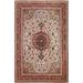 Traditional Ivory Tabriz Persian Vintage Rug Hand-Knotted Wool Carpet - 6'6" x 9'10"