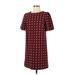 Ann Taylor LOFT Casual Dress - Mini Crew Neck Short sleeves: Burgundy Dresses - Women's Size Medium