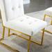 Armless Modern Dining Chair Set of 2, Velvet Upholstered Dining Chairs with Tufted Design and Gold Finish Stainless Base