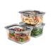 Rubbermaid Brilliance Glass Food Storage Containers, 4.7 Cup Food Containers with Lids, 3 Pack (6 Pieces Total) - Clear