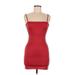 Divided by H&M Casual Dress - Party Square Sleeveless: Red Solid Dresses - Women's Size 6