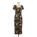 Love Casual Dress - Sheath Scoop Neck Short sleeves: Black Print Dresses - Women's Size Medium