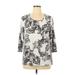 Croft & Barrow 3/4 Sleeve Blouse: Ivory Paisley Tops - Women's Size X-Large - Print Wash