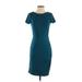 DM Donna Morgan Casual Dress - Sheath Crew Neck Short Sleeve: Teal Print Dresses - Women's Size 4 Petite