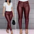 Pantalon skinny en similicuir taille haute pour femme pantalon en cuir Él design lifté des fesses