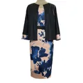 Ensemble de robe mi-longue à col en V à imprimé floral pour femmes manteau d'hiver fourreau en