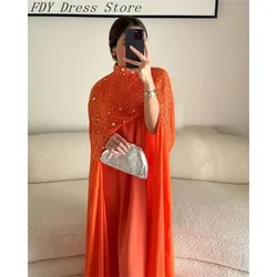 Robes de soirée en mousseline de soie personnalisées, perles et paillettes, longueur au sol, robes de Rhformelles, robes de soirée éducatives, 2 pièces