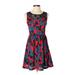 Kensie Casual Dress - A-Line Scoop Neck Sleeveless: Red Print Dresses - Women's Size X-Small