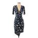 Banana Republic Factory Store Casual Dress - Wrap V Neck Short sleeves: Blue Dresses - Women's Size X-Small
