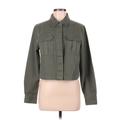 Denim Co Denim Jacket: Short Green Print Jackets & Outerwear - Women's Size 6