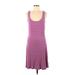 New Directions Casual Dress - A-Line Scoop Neck Sleeveless: Purple Print Dresses - Women's Size 8