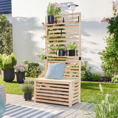 Sichtschutz-Bank mit Stauraum orelia Sichtschutzbank Truhe Blumenkasten Sitzbank - Home Deluxe Image
