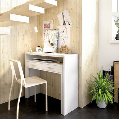 Dmora - Schreibtisch Dghelle, Multipositionsschreibtisch mit ausziehbarer Platte, lineare Image