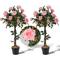 Relax4life - Set di 2 pianta artificiale, albero artificiale con fiori, albero di rose con 21 rose