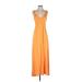 Soho JEANS NEW YORK & COMPANY Casual Dress - Formal V Neck Sleeveless: Orange Solid Dresses - Women's Size X-Small