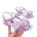 Girls Rhinestone High-Heeled Sandals Fashion Sequins Rhinestone Bowknot Princess Shoes Suitable for Holiday Birthday Gift