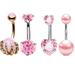 4PC Claw Belly Button Piercing Set Surgical Steel Crystal Belly Piercing Bulk Women Bee Navel Bar Pack Cz Belly Ring Lot Ombligo