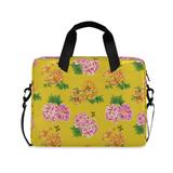 HANZHY 15 15.6 16 Inch Laptop Bag for Women Men Yellow Pink Rose Flowers Laptop Shoulder Bag Cute Yellow Computer Messenger Bag Briefcase Computer Carrying Case for Travel College Office School