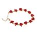 Kayannuo Easter Bracelets for Women Clearance Rose Gold Color Link Chain Romantic Bracelet With Red Enamel Rose Jewelry Easter Decor