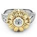 Quinlirra Easter Rings for Women Clearance Exquisite Women s Two Tone Floral Ring Round Sunflower Jewel Easter Decor