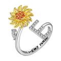 Quinlirra Easter Rings for Women Clearance Sunflower Rotating Ring 26 Letter Ring Sunflower Rotating Open Ring To Decompress Anxiety Ring Female