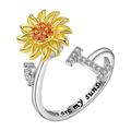 Quinlirra Easter Rings for Women Clearance Sunflower Rotating Ring 26 Letter Ring Sunflower Rotating Open Ring To Decompress Anxiety Ring Female