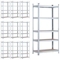 7H SEVEN HOUSE MegaPack 10 Regale modulare verzinkte mit 5 verstellbaren Böden 180 x 90 x 40 cm 875 kg 7house Image