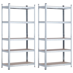 Pack 2 Regale modulare verzinkte mit 5 verstellbaren Regalen 180 x 90 x 40 cm 875 kg 7house Image