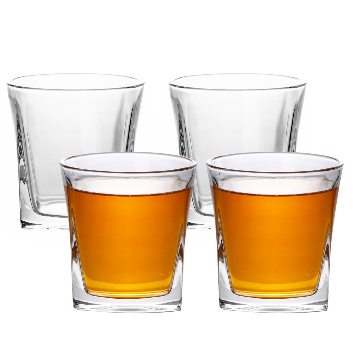 Intirilife 4x Whisky Glas in KRISTALL KLAR 'VINTAGE' - 300 ml Füllemenge - Old Fashioned Whiskey Kristallglas Bleifrei im Sculpture Design Image