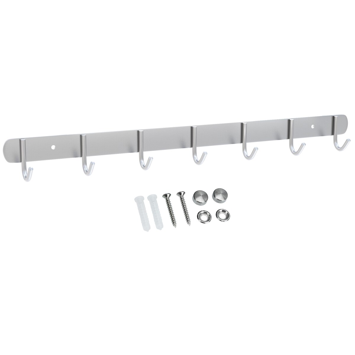 Intirilife Edelstahl Garderobenleiste Modell E - 7 Haken - 54 x 5 cm - Kleiderhaken Garderobe Hakenleiste in 5 verschiedenen Designs Image