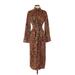 Zara Casual Dress - Midi Mock 3/4 sleeves: Brown Dresses - Women's Size Small