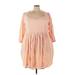 Torrid Casual Dress - Mini Plunge 3/4 sleeves: Pink Solid Dresses - New - Women's Size 3X Plus