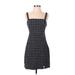 Hollister Casual Dress - Mini Square Sleeveless: Black Grid Dresses - Women's Size Small