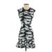 RACHEL Rachel Roy Casual Dress - A-Line High Neck Short sleeves: Black Print Dresses - Women's Size X-Small
