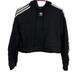 Adidas Tops | Adidas Black Cropped Hoodie Sweatshirt | Color: Black/White | Size: Xs