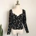 Anthropologie Tops | Anthropologie | By Anthropologie Black Floral Long Sleeve Blouse Top | Color: Black/White | Size: S