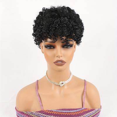 Afro Puff Drawstring Ponytail Extensions With Bang...