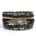 Multi-layer Bracelet Pu Leather Magnetic Buckle Bohemian Wrap Bracelet Vintage Style Hand Jewelry Snakeskin Pattern