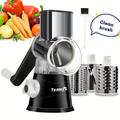 Cheese Grater, Tabletop Drum Grater, Kitchen Mandoline Vegetable Slicer With 3 Interchangeable Blades, Easy To Clean Rotary Grater Slicer For Fruit, Grinder For Potato, Carrot, Nuts