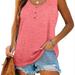 Button Down Sleeveless Cami Top, Solid Crew Neck Casual Fashion Sleeveless Loose Fit Tank Top, Women's Clothing