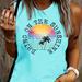 TEMU Coconut Tree & Letter Print Tank Top, Sleeveless Crew Neck Tank Top, Casual Every Day Tops, Women's Clothing